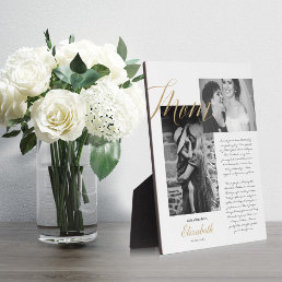 Dear Mom | Gold Mom Script Wedding Message Photo Plaque