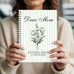 Dear Mom Green Stripe Mom Gratitude Diary Custom Notebook