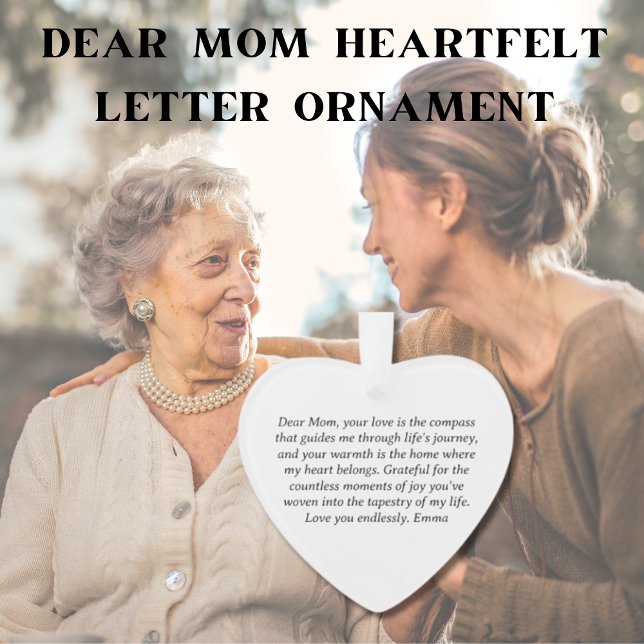 Dear Mom Heartfelt Note Ornament (Creator Uploaded)