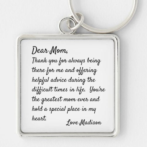 Dear Mom Letter From Daughter Personalized Keychain