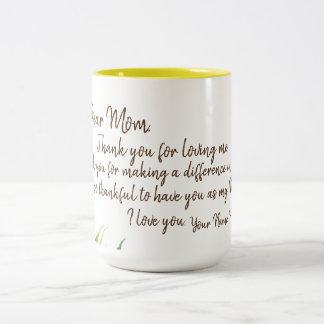 Dear Mom Letter Message Two-Tone Coffee Mug