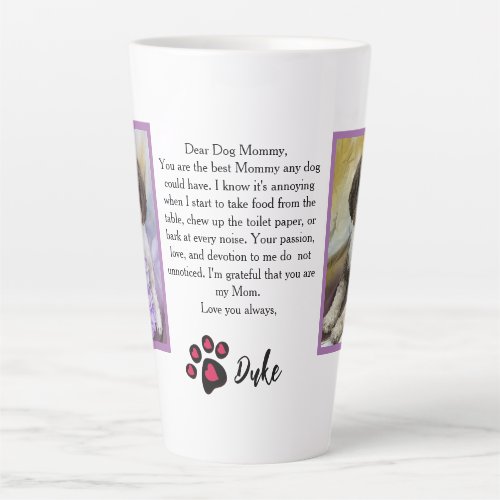 Dear Mom Or Dad Customized Photo Pet Love Letter C Latte Mug