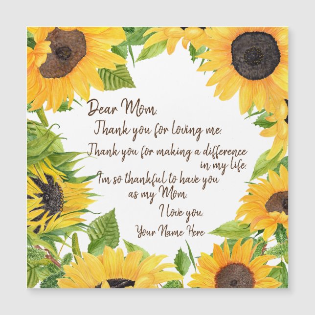 Dear Mom Sunflower (Front)