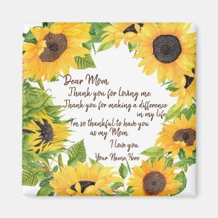 Dear Mom Sunflower Magnet