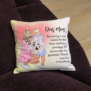Dear Mom Throw Pillow Mother Daughter Gift