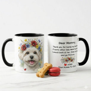 Dear Mommy Maltese Dog Wildflower Wreath Watercol Mug