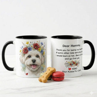 Dear Mommy Maltese Dog  Wildflower Wreath Watercol Mug