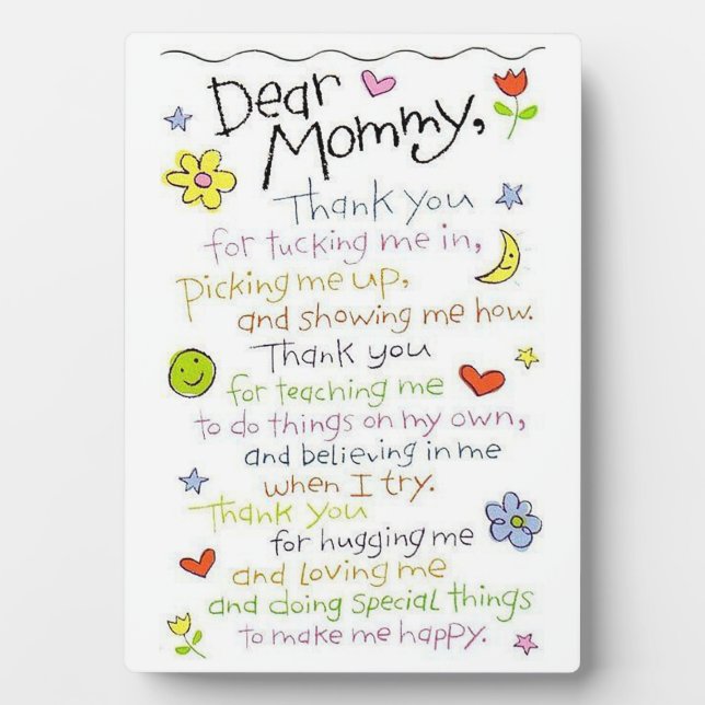 Dear mommy plaque (Front)