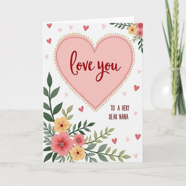 Dear Nana Love Heart Art Card (Front)