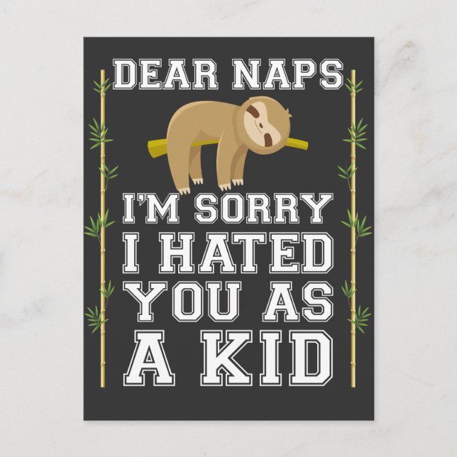 Dear Naps Cute Sloth Napping Lazy Nap Lover Postcard (Front)