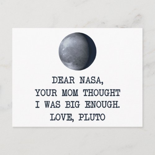 Dear Nasa Love Pluto Postcard