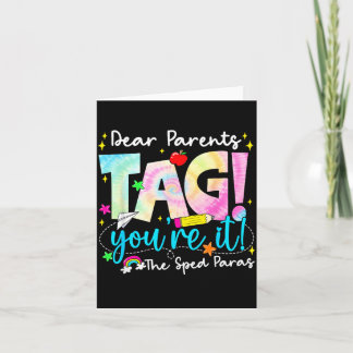 Dear Parents Tag Love Sped para Last Day of School Card