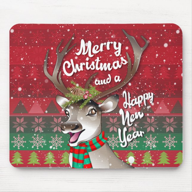 Dear Reindeer - Merry Christmas and happy NewYear  Mouse Pad (Front)