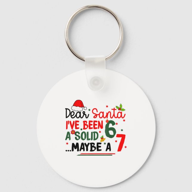 Dear Santa 67 Funny Christmas Six Seven 6-7 Men Wo Keychain (Front)