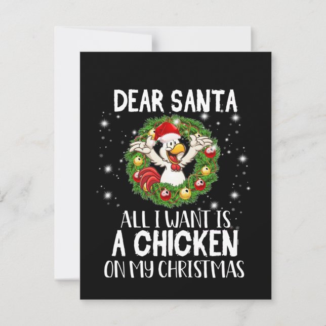 Dear Santa All I Want Is A Chicken On Christmas Thank You Card (Front)