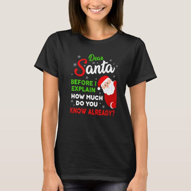 Dear Santa Before I Explain How Much Do You Know A T-Shirt (Front)