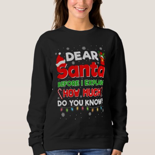 Dear Santa Before I Explain How Much Do You Know C Sweatshirt