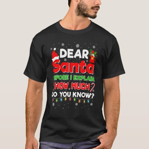 Dear Santa Before I Explain How Much Do You Know C T_Shirt