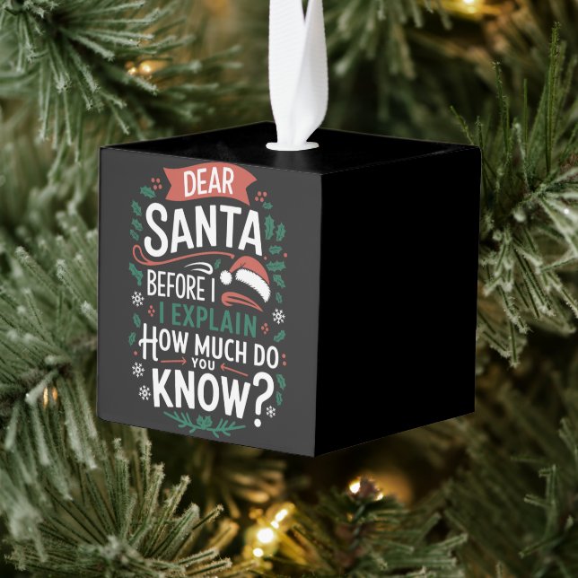 Dear Santa Before I Explain How Much Do You Know Cube Ornament (Tree)