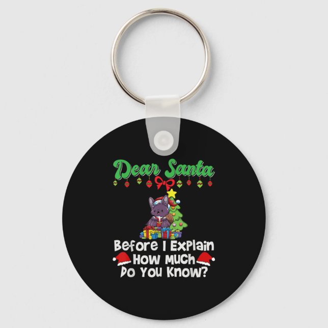 Dear Santa Before I Explain How Much Do You Know  Keychain (Front)