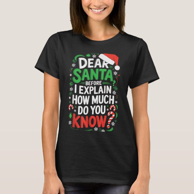 Dear Santa Before I Explain How Much Do You Know S T-Shirt (Front)