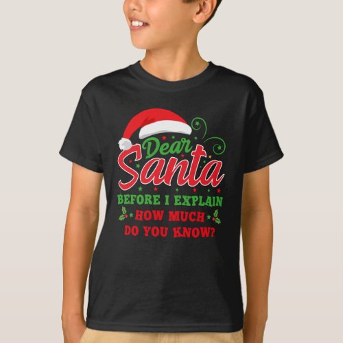 Dear Santa Before I Explain How Much Do You Know T_Shirt