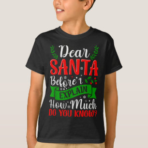 Dear Santa Before I Explain How Much Do You Know X T-Shirt