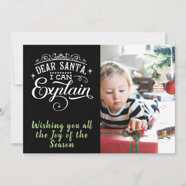 Dear Santa/Christmas/2-Sided Card/Black Holiday Card (Front)
