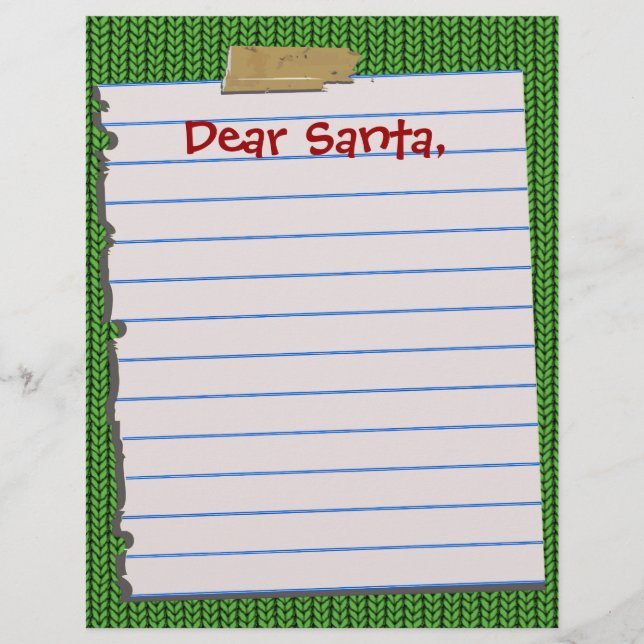 Dear Santa Christmas Letter Letterhead Stationery (Front)