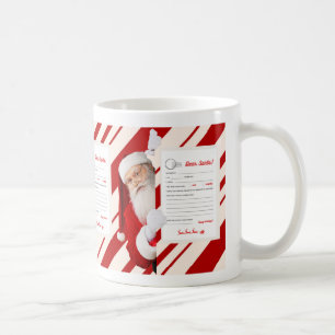 Dear Santa Christmas Letter Red Candy Stripe Mug