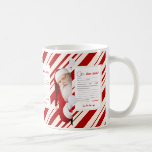 Dear Santa Christmas Letter Red Candy Stripe Mug