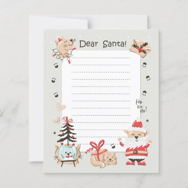 Dear Santa Christmas List Cats Letter To Santa (Front)