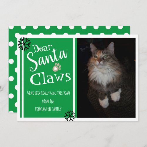 Dear Santa Claws Fun Cat Photo Holiday Card