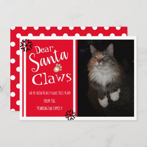 Dear Santa Claws Fun Cat Photo Holiday Card
