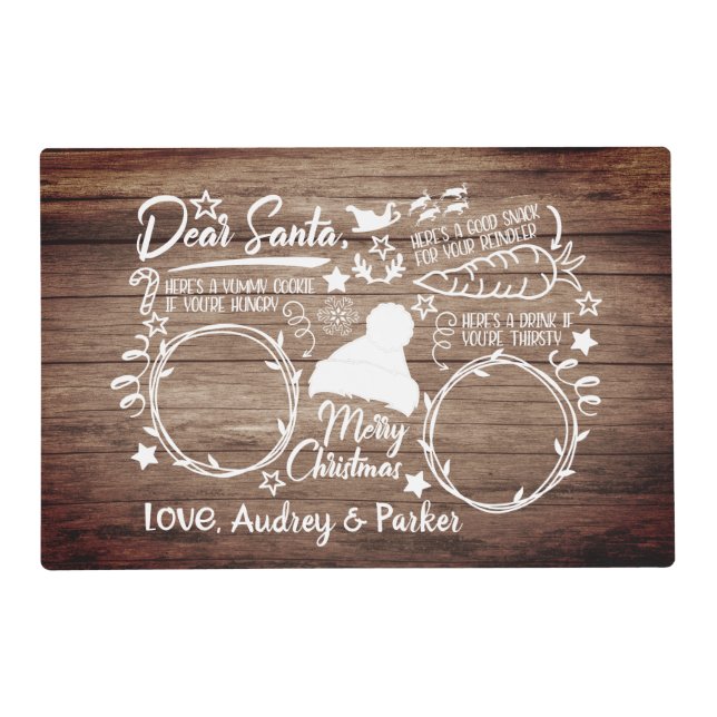 Dear Santa Cookie & Milk Serving Tray Placemat (Front)