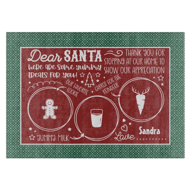 Dear Santa Cookie & Milk tray Cutting Board (Front)