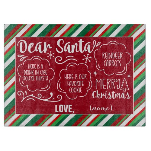 Dear Santa Cookie  Milk tray red background Cutting Board