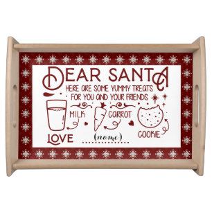 Dear Santa Cookie & Milk white background Serving Tray