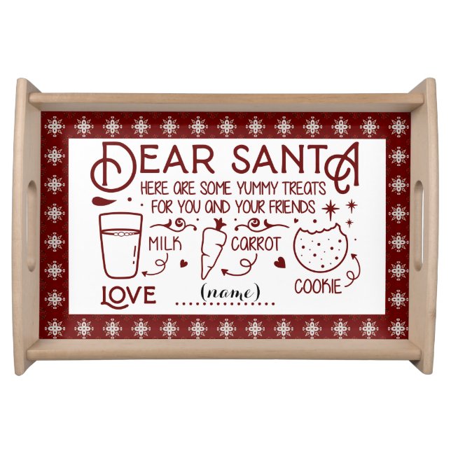 Dear Santa Cookie & Milk white background Serving Tray (Front)