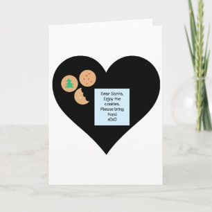 Dear Santa Cookies Bring Toys Black Heart Holiday Card