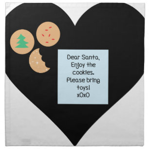 Dear Santa Cookies Bring Toys Black Heart Napkin