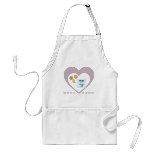 Dear Santa Cookies Bring Toys Purple Hearts Adult Apron (Front)
