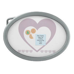 Dear Santa Cookies Bring Toys Purple Hearts Belt Buckle