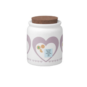 Dear Santa Cookies Bring Toys Purple Hearts Candy Jar