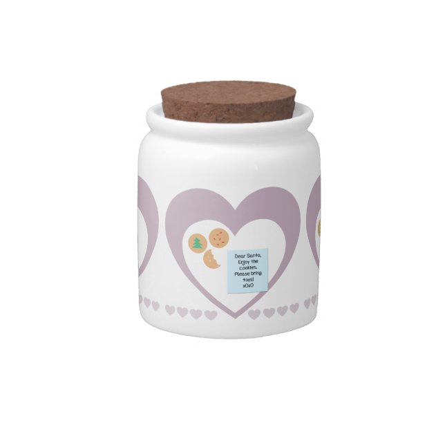 Dear Santa Cookies Bring Toys Purple Hearts Candy Jar (Front)
