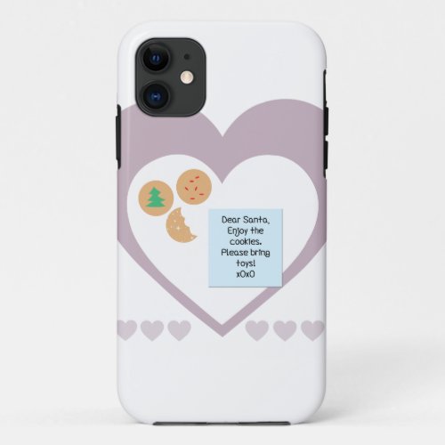 Dear Santa Cookies Bring Toys Purple Hearts iPhone 11 Case