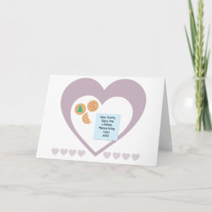Dear Santa Cookies Bring Toys Purple Hearts Holiday Card