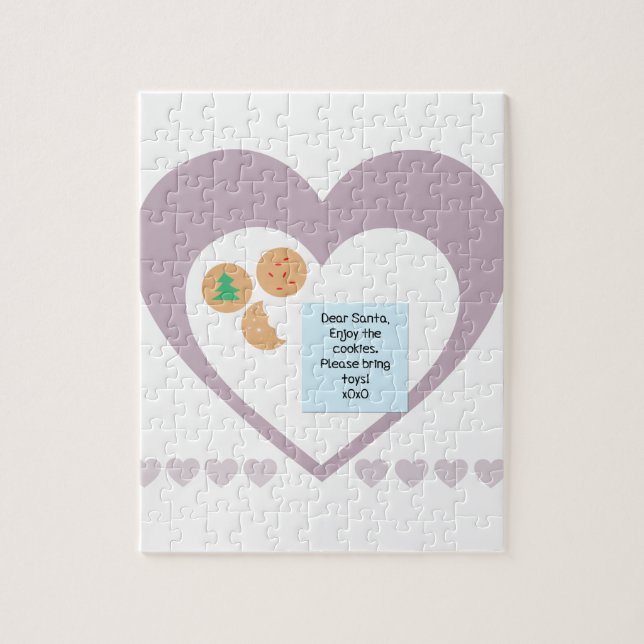 Dear Santa Cookies Bring Toys Purple Hearts Jigsaw Puzzle (Vertical)