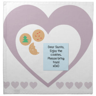 Dear Santa Cookies Bring Toys Purple Hearts Napkin