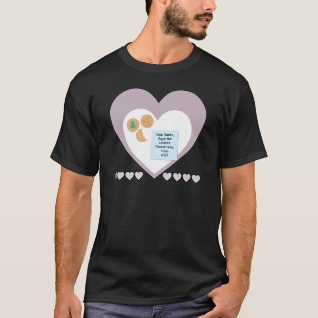 Dear Santa Cookies Bring Toys Purple Hearts T-Shirt (Front)